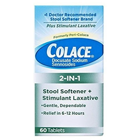 Colace 2-in-1 Tablets Stool Softener & Stimulant Laxative, 60 ea (Pack of 4)