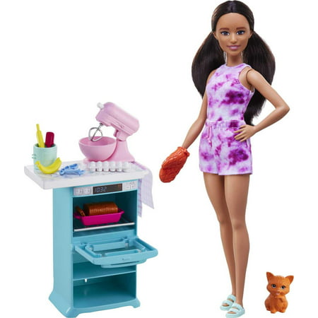 Barbie Doll and Kitchen Playset with Pet and Accessories, Gift for 3 to 7 Year Olds