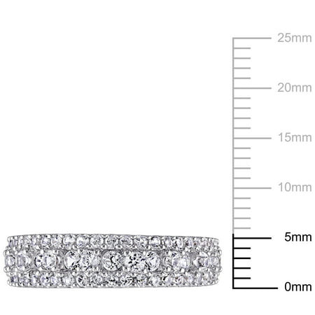 Miabella Women's 1-1/3 Carat T.G.W. Created White Sapphire Cluster Anniversary Ring in Sterling Silver, 5