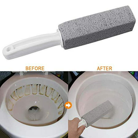 2 Pack Pumice Cleaning Stone with Handle, Toilet Bowl Ring Remover Cleaner Brush Stains and Hard Water Ring Remover Rust Grill Griddle Cleaner For Kitchen/Bath/Pool/Household CleaningSilver,