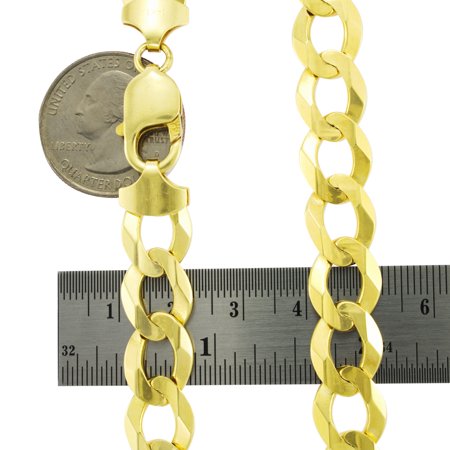 Nuragold 14k Yellow Gold 12.5mm Solid Cuban Curb Link Chain Bracelet, Mens Jewelry Lobster Clasp 8" 8.5" 9"