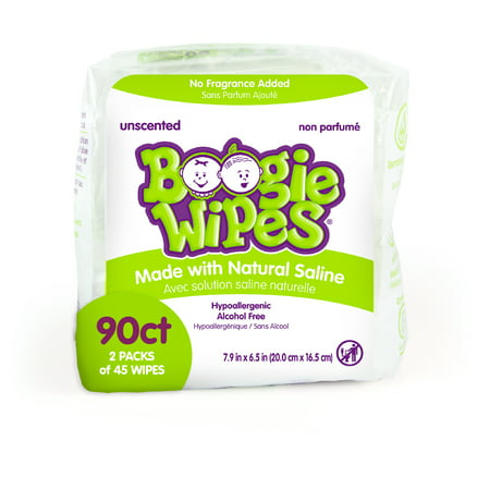 Boogie Wipes, Simply Unscented Saline Baby Wipes, 90 Wipes