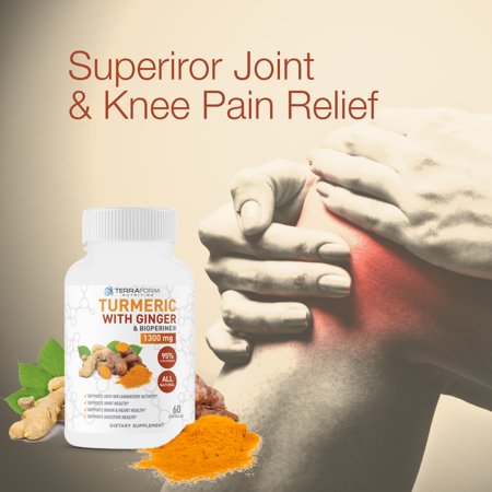 Turmeric Curcumin with Ginger & BioPerine ? Supports Knee Pain Relief, Joint Pain Relief, Anti-Inflammatory and Antioxidant- Made in the USA - For Men & Women - 1 Month