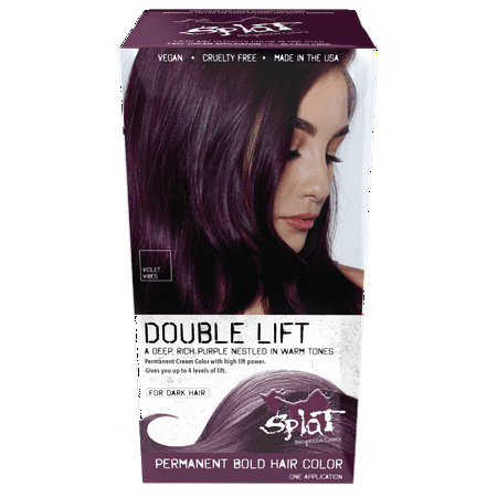 Splat Double Lift Permanent Hair Color for Dark Hair, Violet Vibes, 1 ApplicationViolet,