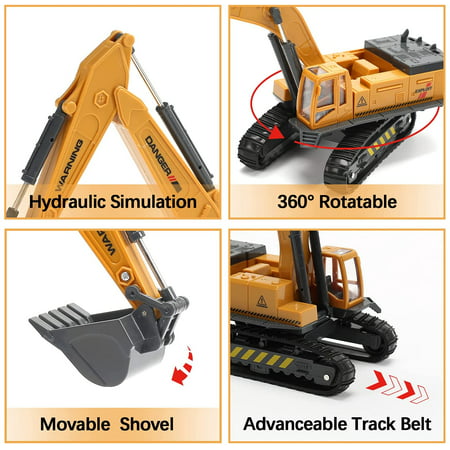CUTE STONE Construction Vehicles Boys Toy Playsets, Crane Truck Excavator Crane Dump Truck Forklift Bulldozer Toy Car Sets for Kids Toddlers Child