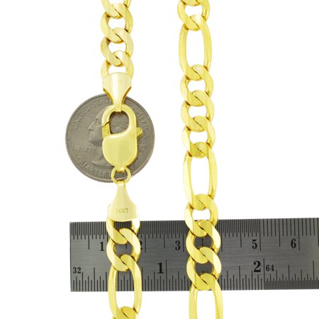 Nuragold 14k Yellow Gold 9.5mm Solid Figaro Chain Link Bracelet, Mens Jewelry 8" 8.5" 9"