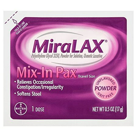 MiraLAX Laxative Powder 17 Gram Strength Polyethylene Glycol 3350, Box of 24 Packets