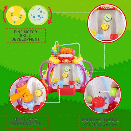 Toysery Baby Activity Center ? Toddler Kids Learning & Skill Development Cube with Lights & Music. Enhance Skill Development with a 15 in 1 Game Functions Toy