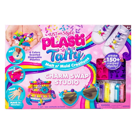 Just My Style Plasti Taffy Charm Swap Studio Craft Kit, Melt N' Mold Jewelry Creations, Create over 150 Scented Charms, 1 Pack