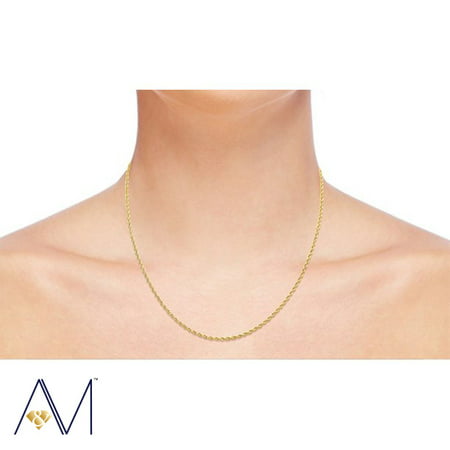 14k Yellow Gold 1.5mm Rope Chain Necklace, 16? to 24?, with Lobster Clasp, for Women, Girls, Unisex, (Giftbox Included)