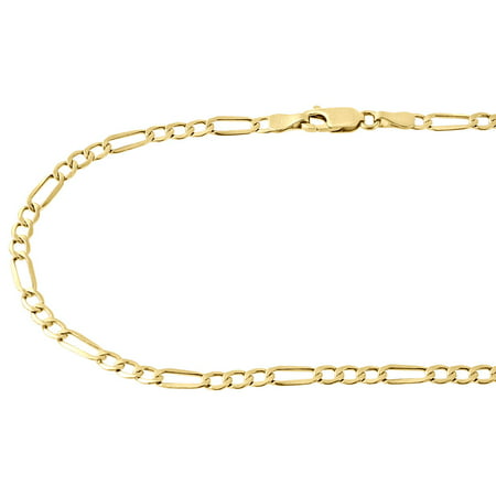 Real 10K Yellow Gold 4mm Figaro Chain Necklace Men's or Women's High Polished, 16" - 30", 16"