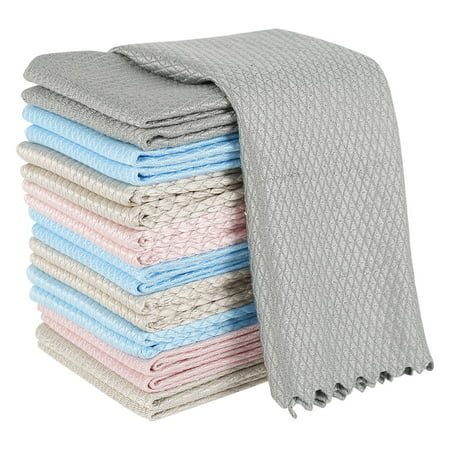 10Pcs Microfiber Cloths Multifunctional Streak Free Cleaning Rag Lint Free Fish Scale Cloth Household Reusable Car Window Glass Mirror Polishing Scrubbing Cloth High Absorbency 40x30cm(Gray Pink Blue)