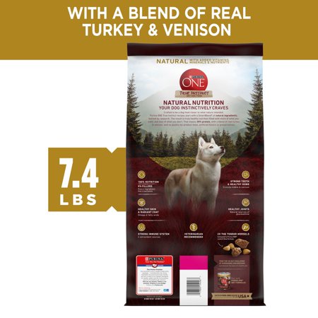 Purina ONE High Protein, Natural Dry Dog Food, True Instinct With Real Turkey & Venison, 7.4 lb. Bag, 7.4 lb., 7.4 lbs