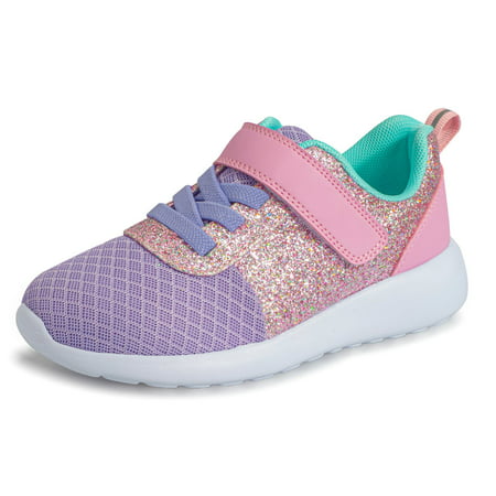 Harvest Land Toddler Girls Glitter Sneakers Sparkle Fashion Tennis Breathable Running Shoes Size 6-12Pink/Purple,