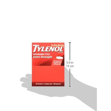 2 Pack Tylenol Extra Strength 50 packets of 2 tablets 500mg. 100 Tablets Per Box