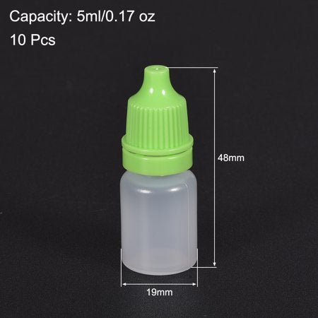 Plastic Dropper Bottle, 5ml/0.17 oz Small Mouth Drop Bottles Empty Squeezable Eye Liquid Dropper Bottle, Green 10 pcs