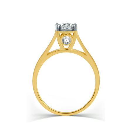 Forever Bride 1/2 Carat T.W. Round Diamond 10 kt Yellow Gold Miracle Plate Solitaire Engagement Ring