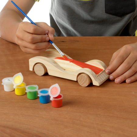 Made By Me Build & Paint Wood Cars, 3 Race Car with Moving Wheelss, 6+, 70698