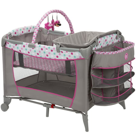 Disney Baby PY373EGF Sweet Wonder Play Yard with Bassinet, Storage, Minnie Dot, Minnie Dot Fun, One Size