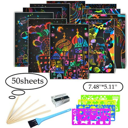 Lnkoo Scratch Paper Art & Craft Kit (60 Pieces)