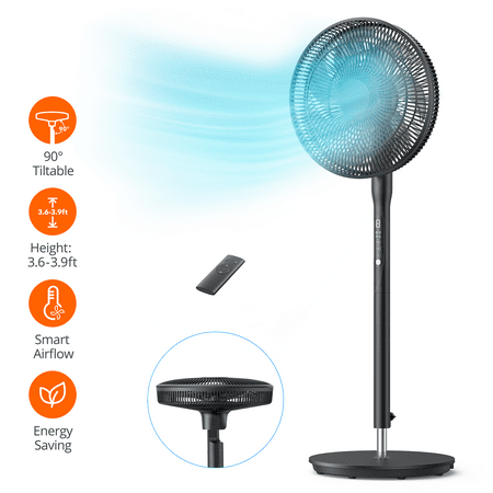TaoTronics Pedestal Fan, Oscillating Standing Fan with Remote, 8-Hour Timer, 3 Wind Modes, 9 Speed Levels for Home Office Bedroom Use