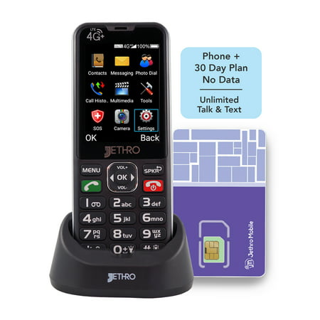 Jethro SC490 4G Cell Phone for Seniors with 30 Day Jethro Mobile Plan