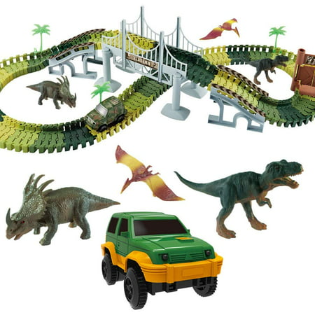 Dinosaur Race Car Toys, 144pcs Dinosaur Track Toy Educational STEM Toy Set for Kids, Boys and Girls, Great Gift For Birthday, Party, Christmas, New Year