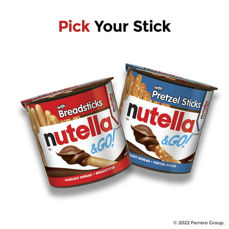 Nutella & GO! Hazelnut and Cocoa Spread with Breadsticks, Snack Pack, Great for Holiday Stocking Stuffers, 1.8 oz each, 4 Pack