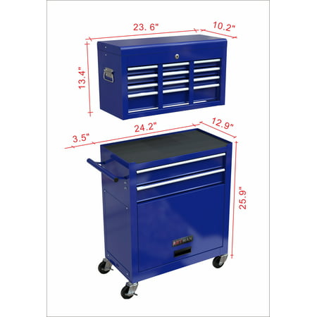 8-Drawer Tool Chest High Capacity Rolling Tool Chest with Wheels and Drawers Rolling Tool Box with Lock, Removable Tool Cabinet Storage for Warehouse Garage Workshop, Blue, Blue
