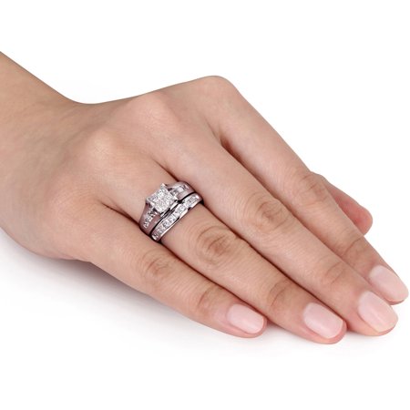 2 Carat T.W. Princess-Cut Diamond 14kt White Gold Bridal Set, 5