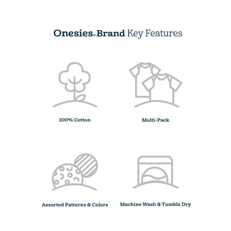Onesies Brand Baby Boy Short Sleeve Onesies Bodysuits, 8-Pack (Newborn - 12M), DOG, Newborn
