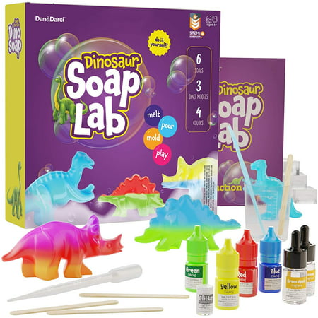 Dan&Darci - Dino Soap Making Kit for Kids - STEM DIY Activity Craft Kits - Dinosaur Science Kits for All Ages