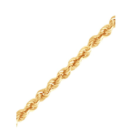 Brilliance Fine Jewelry 10K Yellow Gold 2.00MM - 2.10MM Hollow Rope Chain, 22"