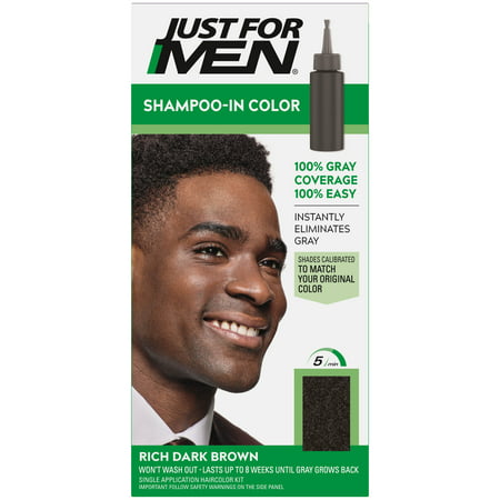 Just For Men Shampoo-in Gray Hair Color, H-47 Rich Dark BrownRich Dark Brown,