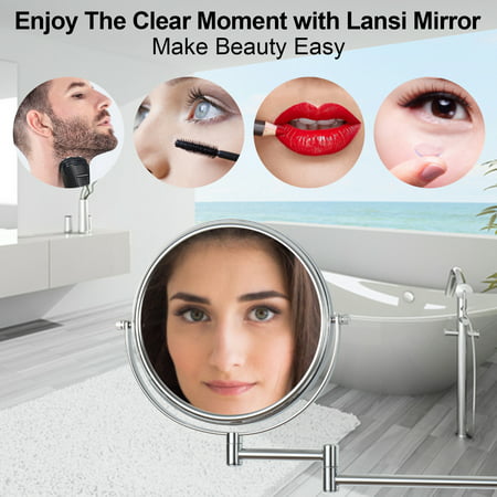 Lansi 10x Magnifying Wall Mounted Makeup Mirror,Chrome Finish Makeup Mirror Double-Sided Mirrors