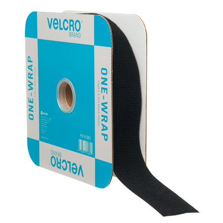 VELCRO Brand ONE-WRAP Roll Black | Reusable Self-Gripping Hook and Loop Tape | Cut Straps to Bundle Tie Materials and Tools in Garage Shed or Worksite, 15yds x 1 1/2in Roll Black