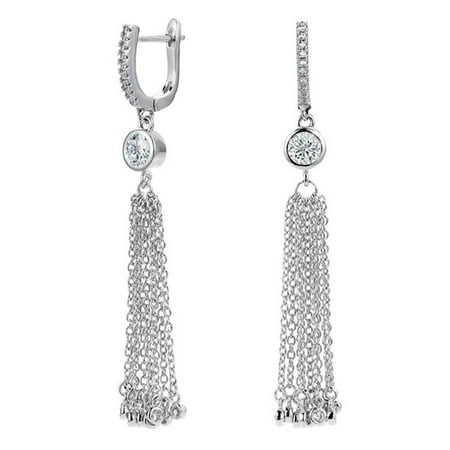 Cate & Chloe Jackie Drop Earrings, 18k White Gold Earrings with Cubic Zirconia Crystals, Earrings for Women, Wedding, Anniversary, Fashion Jewelry