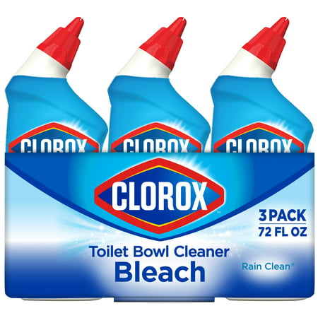 Clorox Toilet Bowl Cleaner with Bleach, Rain Clean - 24 Ounces, 3 Pack