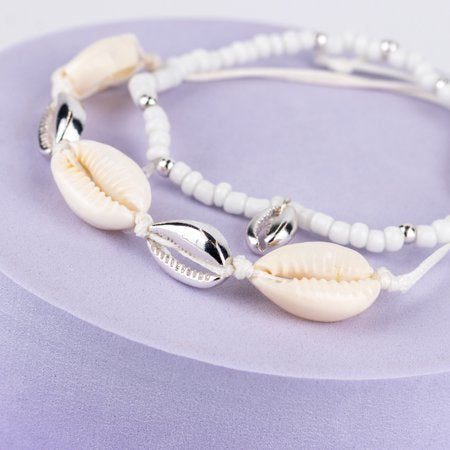 Claire's Teenagers Cowrie Shell Beaded Bracelets Set, Jewelry Gift, 4 Pack, 73017