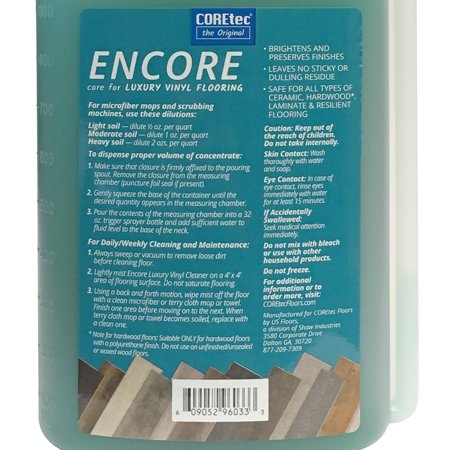 COREtec ENCORE 03Z78 Floor Cleaner Care for Luxury Vinyl Flooring Concentrate 32 oz (Refills 16x)