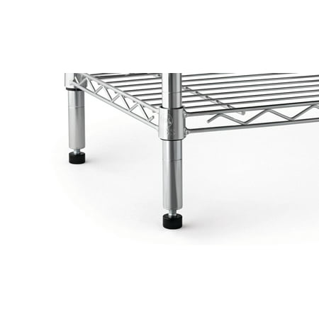 Hyper Tough 4 Tier Wire Shelf Unit Chrome Capacity 2400 lb with Levelers, Chrome