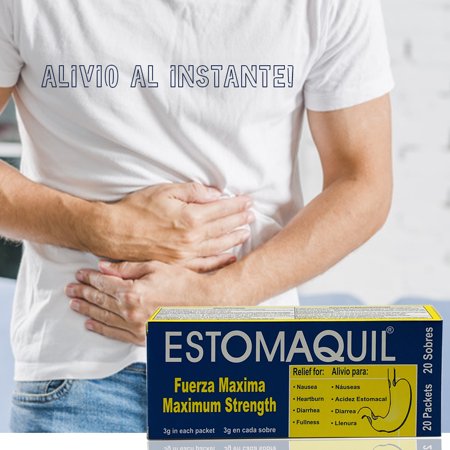 Estomaquil Antacid Powder Packets. Heartburn, Nausea, Diarrhea and Upset Stomach Relief. Maximum Strength. 20 Packets