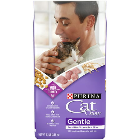 Purina Cat Chow Gentle Dry Cat Food, Sensitive Stomach + Skin, 6.3 lb. Bag, 6.3 lbs