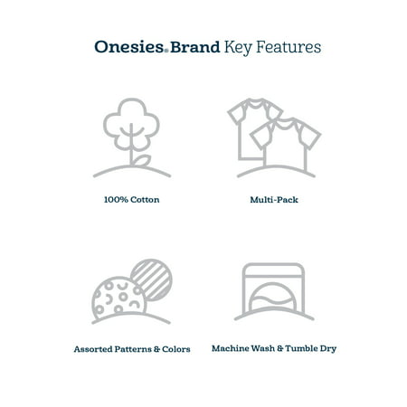Onesies? Brand Baby Boy or Girl Gender Neutral Short Sleeve Onesies Bodysuits, 8-Pack, STARS, 6-9 Months