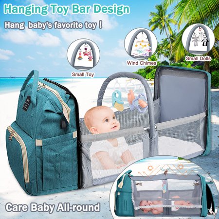 Diaper Bag Backpack, Baby Bag Diaper Bag with Changing Station Baby Girl Boy Waterproof Diaper Bag for Travel Baby Shower Gifts, Green