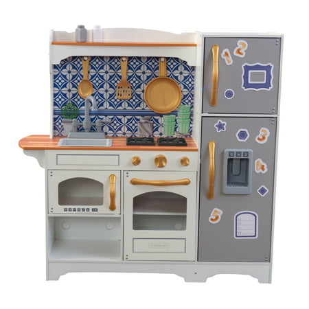 KidKraft Mosaic Magnetic Play Kitchen with Sink, Ice Maker & 9-Piece Accessory Play Set