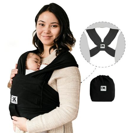 Baby K?tan Baby Wrap Carrier - Pre-Wrapped & Ready to Wear - Infant and Child Sling - No Tying, No Hardware, Black (S), W Dress 6-8/M Jacket 37-38, Black, S