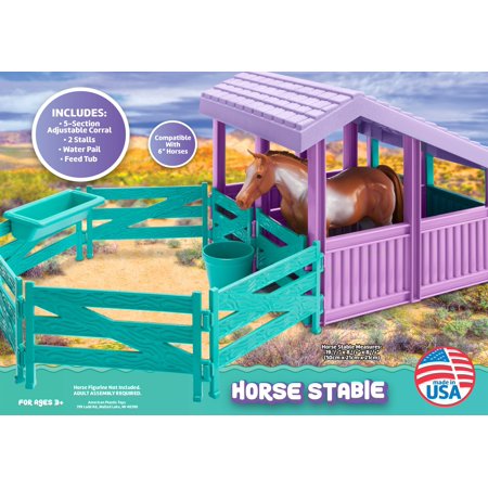 American Plastic Toys Horse Stable with Water Pail and Feeding Trough