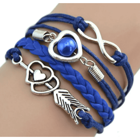 Bracelets for Women & Girl, Friendship Leather Bracelets Gift, Handmade Love Jewelry for Teen Girl (Blue)Blue,