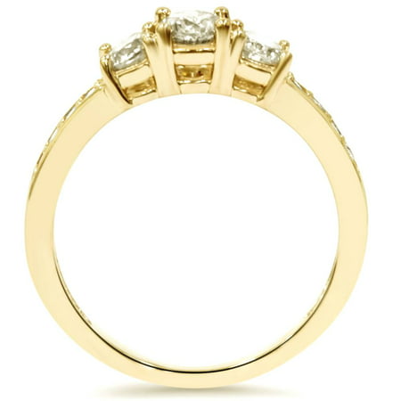 1 Ct 3-Stone Diamond Engagement Ring 10K Yellow Gold, Yellow Gold, 8.5